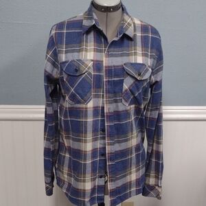 Roark Blue and Tan Plaid Casual Shirt